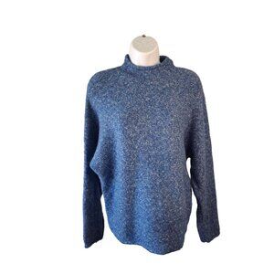 Workshop Republic  Mock Neck Sweater S Blue Wool Blend Cozy Soft Knit Minimalist